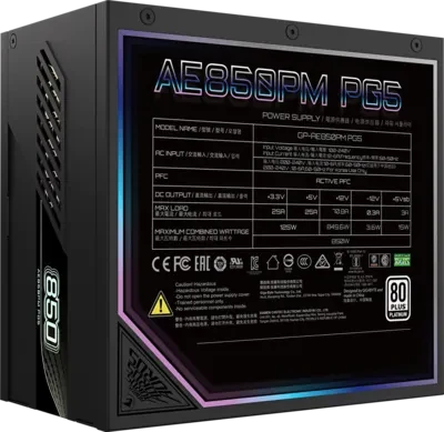 GIGABYTE AORUS ELITE P850W 850W 80 PLUS Platinum Modular Power Supply (Rev. 1.1) — manufacturer product view 2