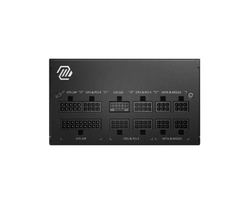 MSI MAG A850GL PCIE5 850W power supply — modular connector panel with 12V-2x6 connector